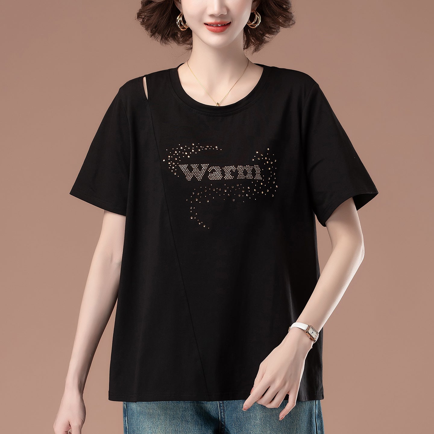 Loose round neck top