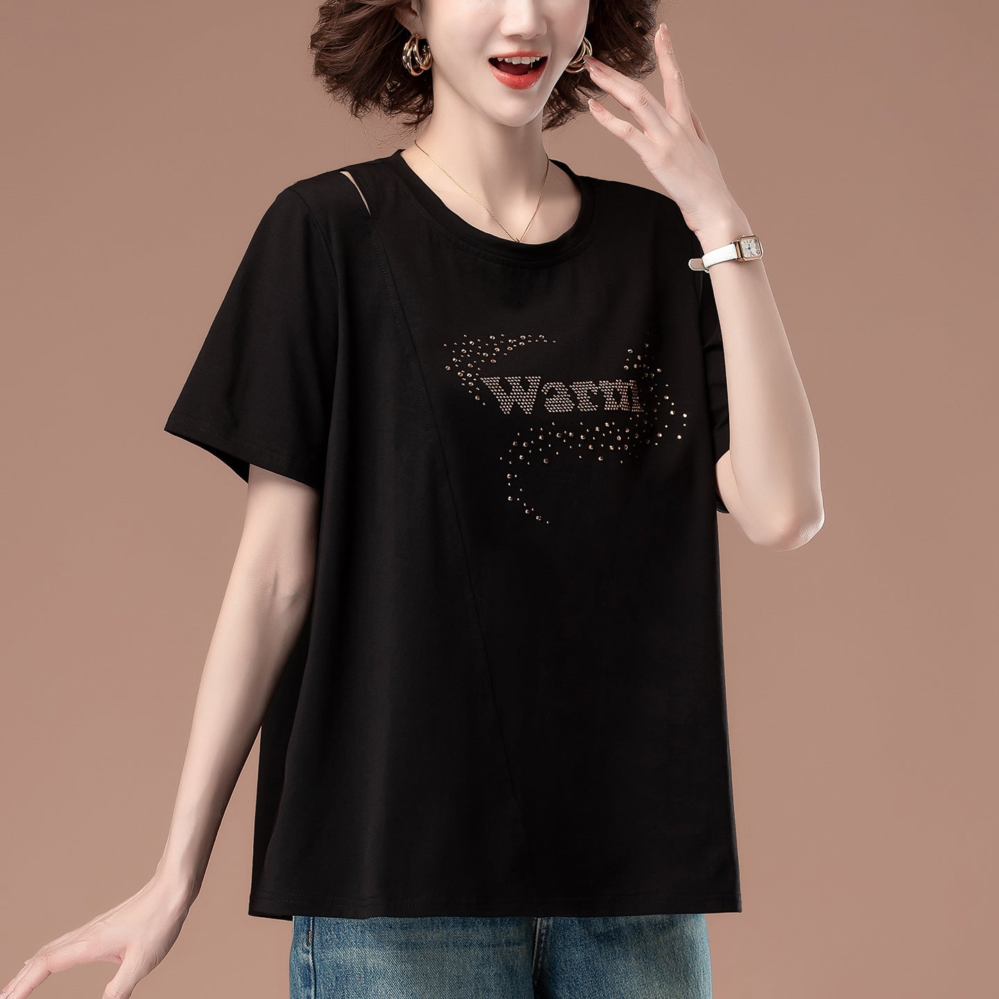 Loose round neck top
