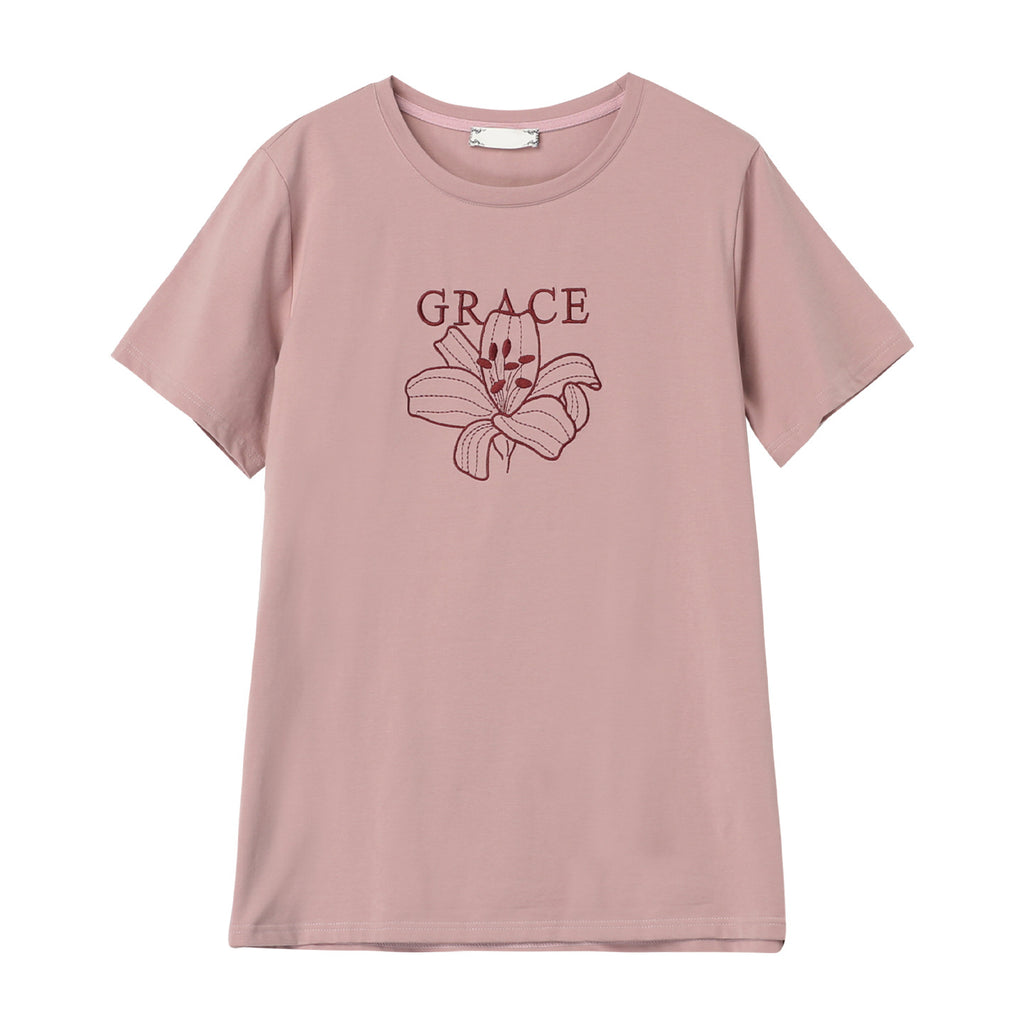 Embroidered round neck top